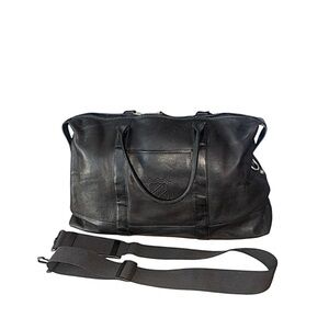 NHL Engraved Logo Latico Black 100% Leather Duffel‎ Travel Bag